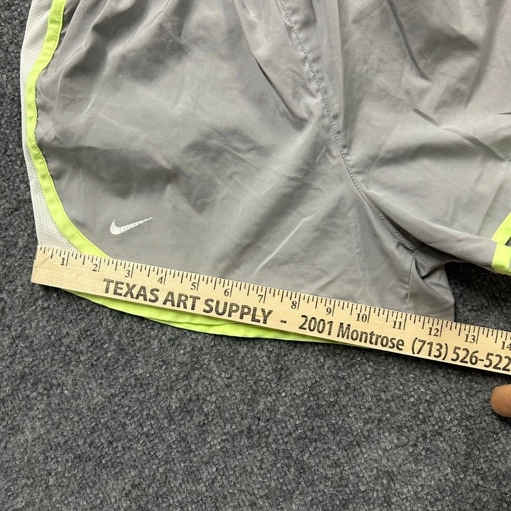 Nike Shorts Womens Size S Gray Dri-Fit Running Athletic Neon Yellow Trim Casual